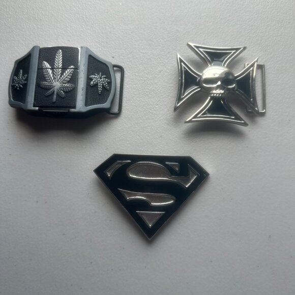 Lot of 3 Belt Buckles – Superman, Iron Cross, Novelty Lighter Buckle - Picture 1 of 6